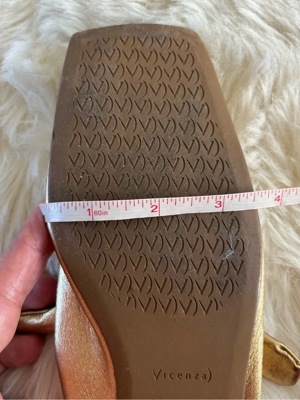 Vicenza Anthropologie Gold Metallic Square Toe Bow Mary Jane Ballet Flats Size 8